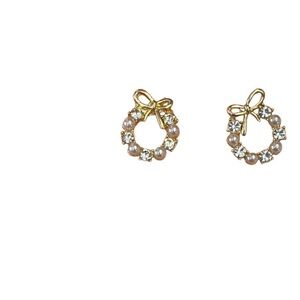 Fashion Jewelry Earrings, Round Rhinestones Imitation Pearls.